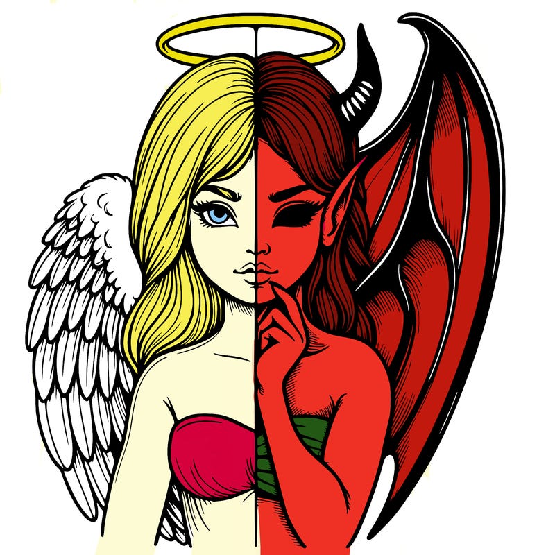 realistic angel half demon