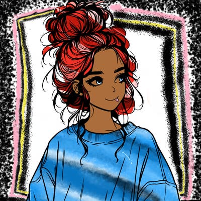 realistic girl with messy bun and oversized clothing