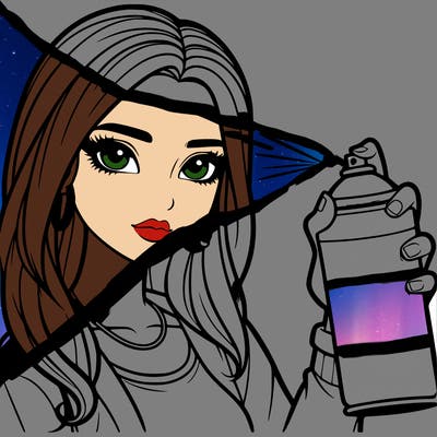 realistic beautiful girl spray painting