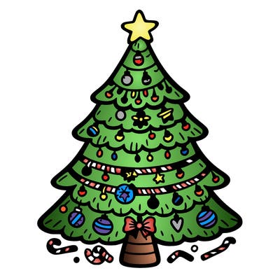 christmas tree with lots of details