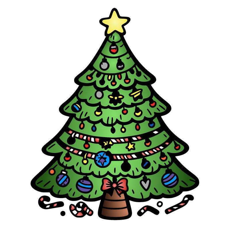 christmas tree with lots of details