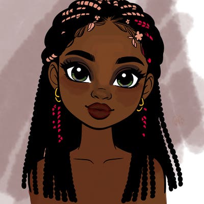 a realistic black girl with braids