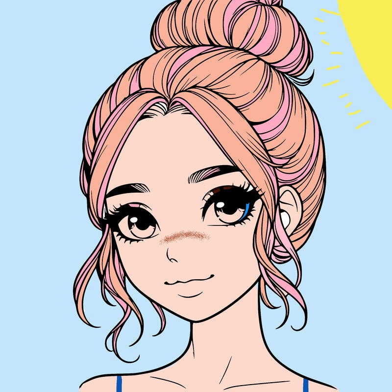 realistic pretty girl with hair in bun