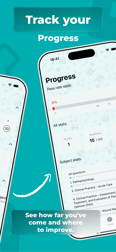 CEN Review & Prep 2026 - CEN Review and Prep 2026 app showing progress tracking and subject statistics