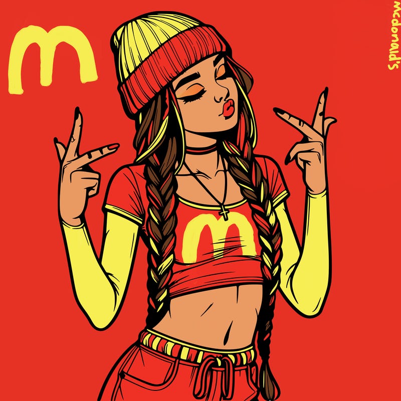 realistic teenage girl with braids and a beanie and crop top doing 🫶🏼