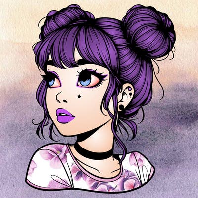 realistic girl with spacebuns