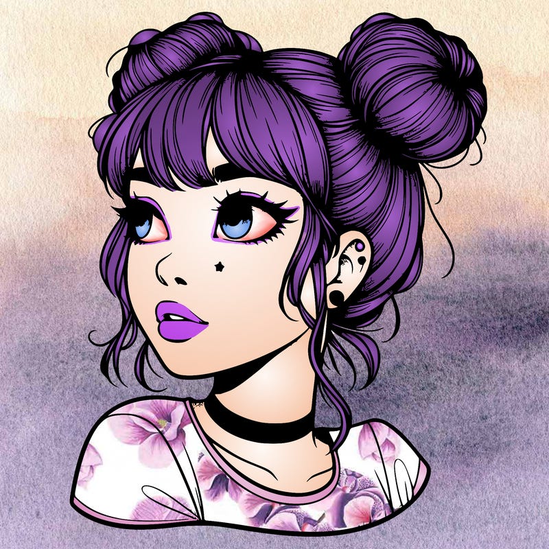 realistic girl with spacebuns