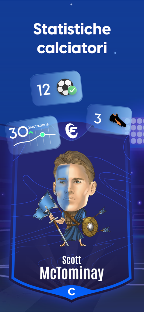 Player card for Scott McTominay in the Leghe Fantacalcio app showing fantasy soccer statistics