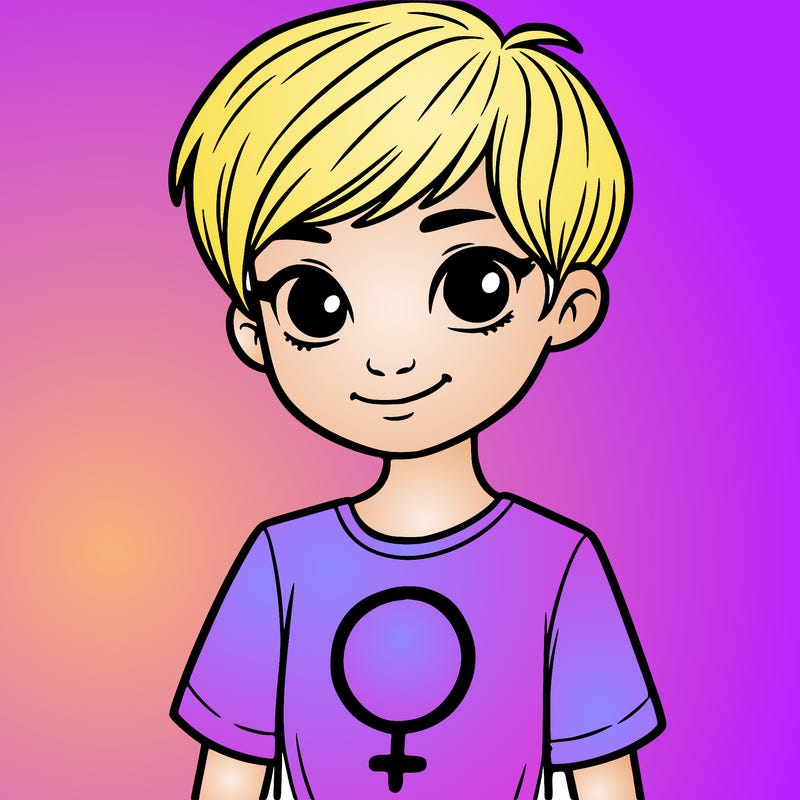 girl with pixie cut and feminist shirt