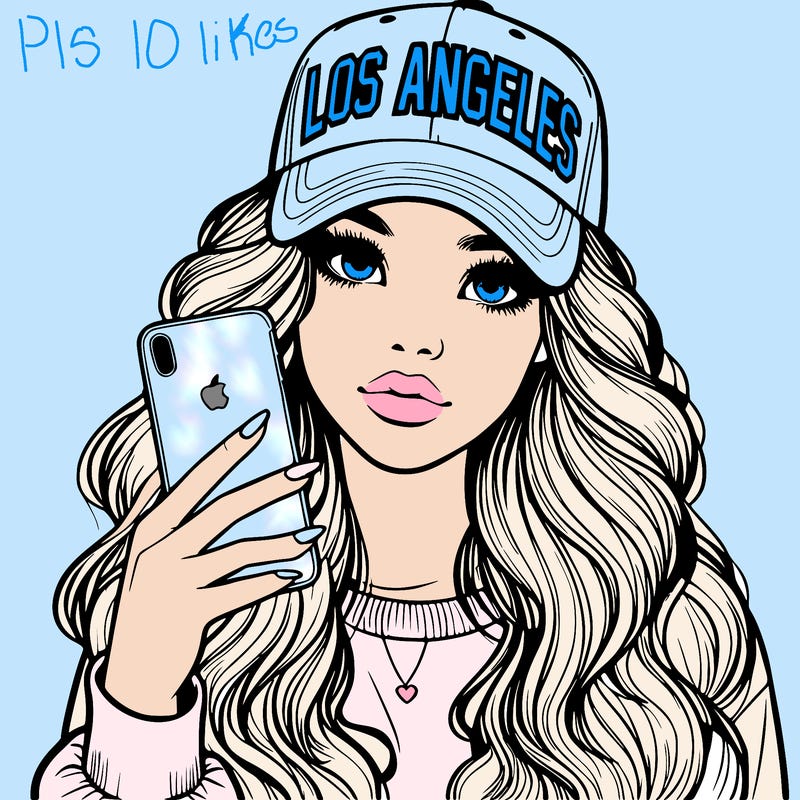 realistic beautiful girl wearing los ángeles cap holding an iphone