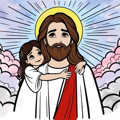 jesus and girl in heaven