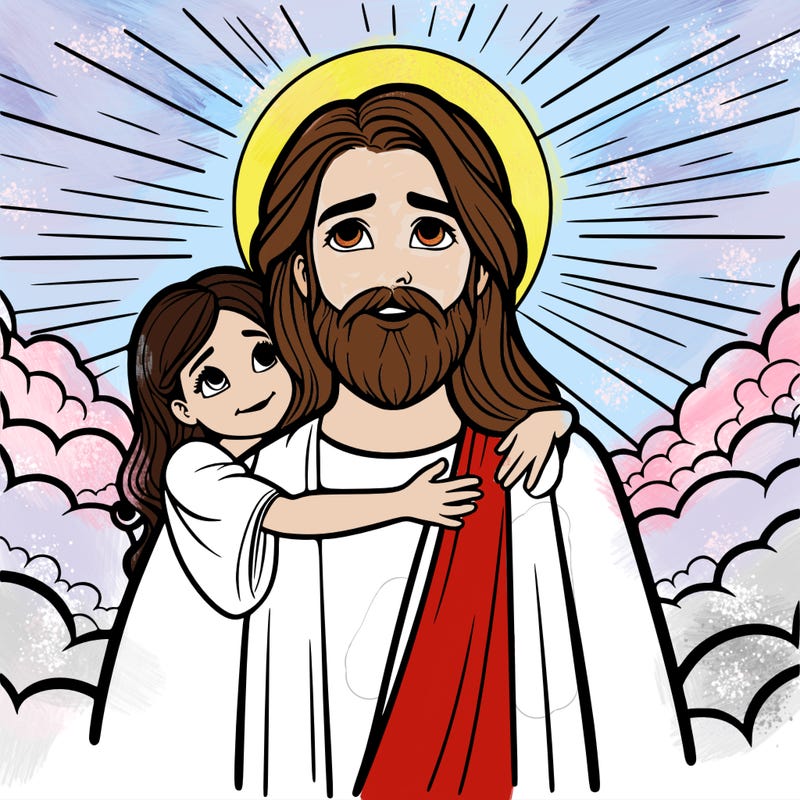 jesus and girl in heaven