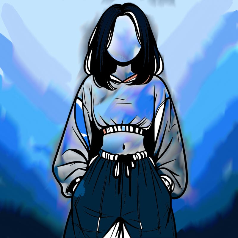 realistic girl faceless with baggy pants and a crop top