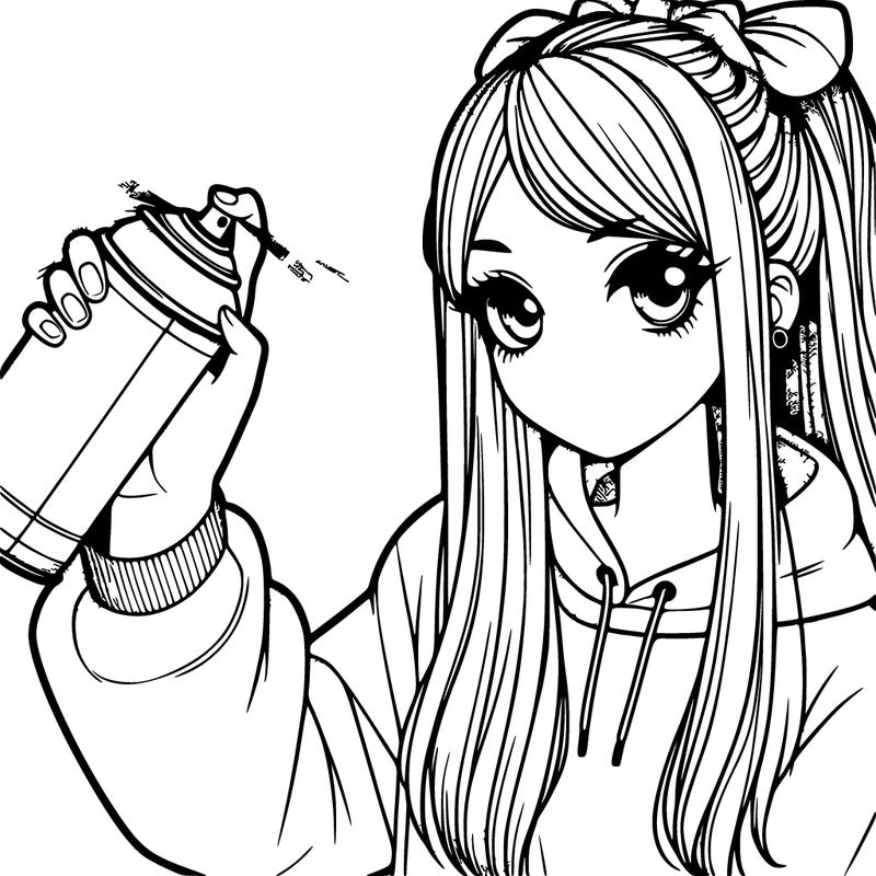 realistic girl, spray, painting