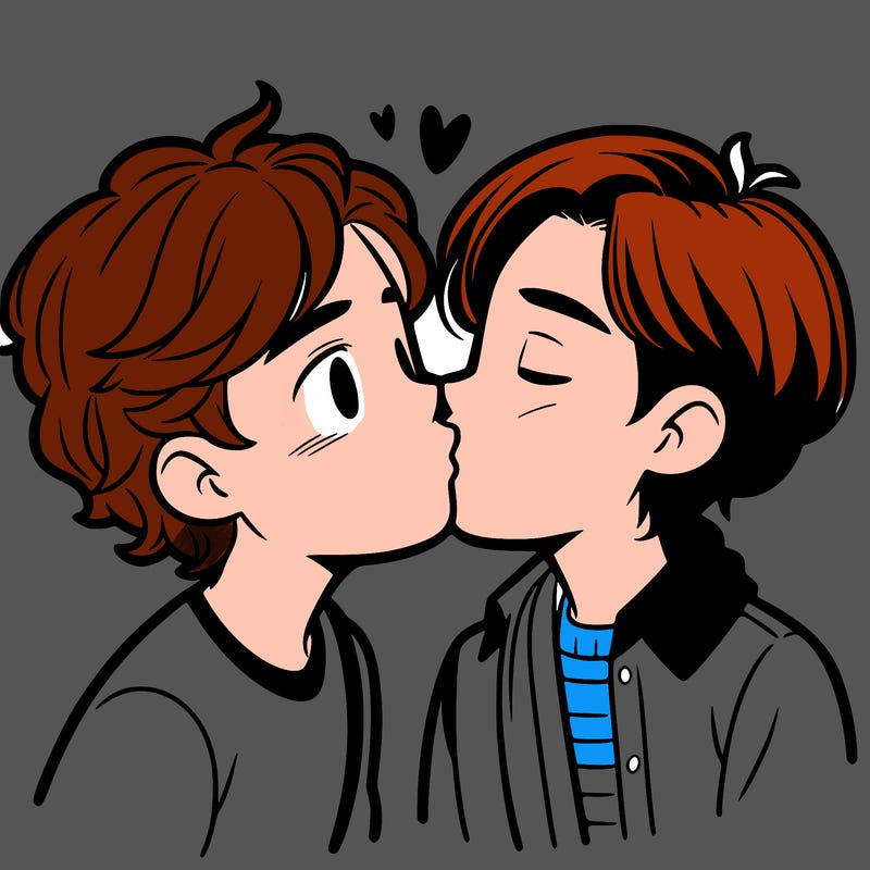 two boys kissing