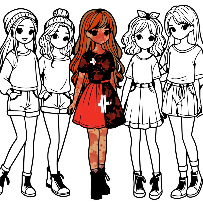 a group of five girls