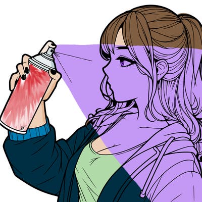 a realistic girl spray, painting
