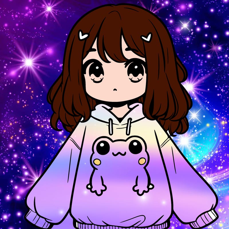 girl wearing frogging sweatshirt