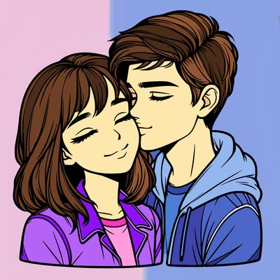 realistic girl and boy  love