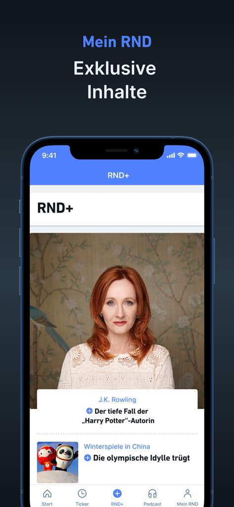 RND news app interface displaying exclusive RND plus articles and premium content