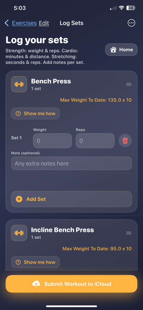 Gym Lift Daily | Simple Workout Log & No Subscription Tracker