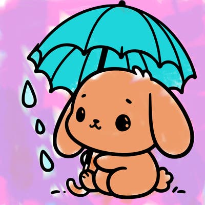 cute bunny with a tiny umbrella
