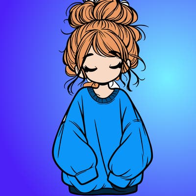 girl with baggy sweatshirt and messy bun