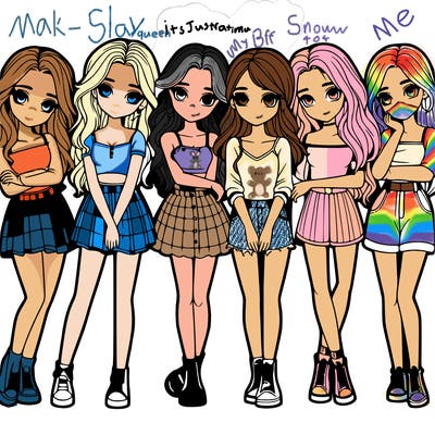 a group of girls realistic