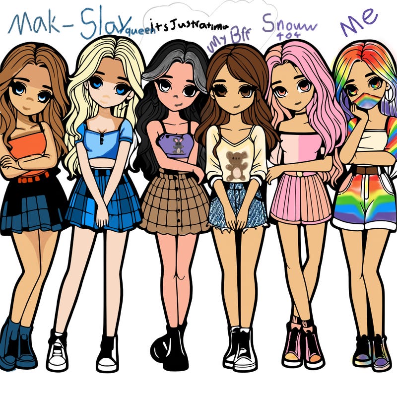 a group of girls realistic