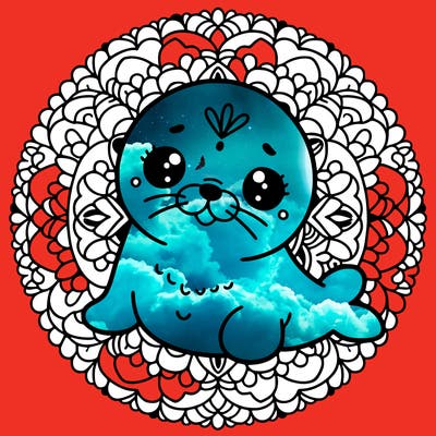a cute baby seal mandala