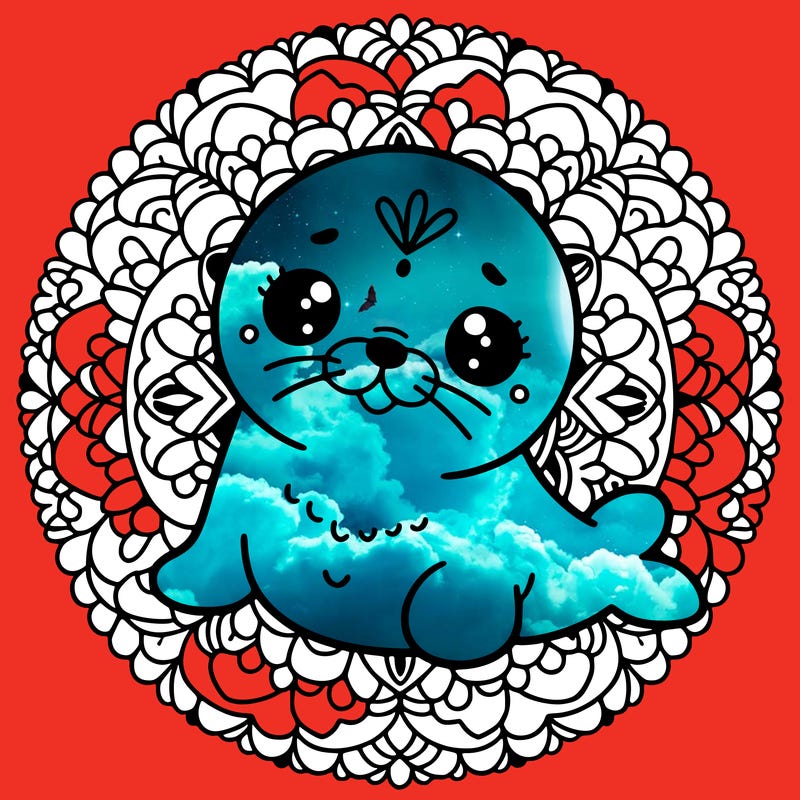 a cute baby seal mandala
