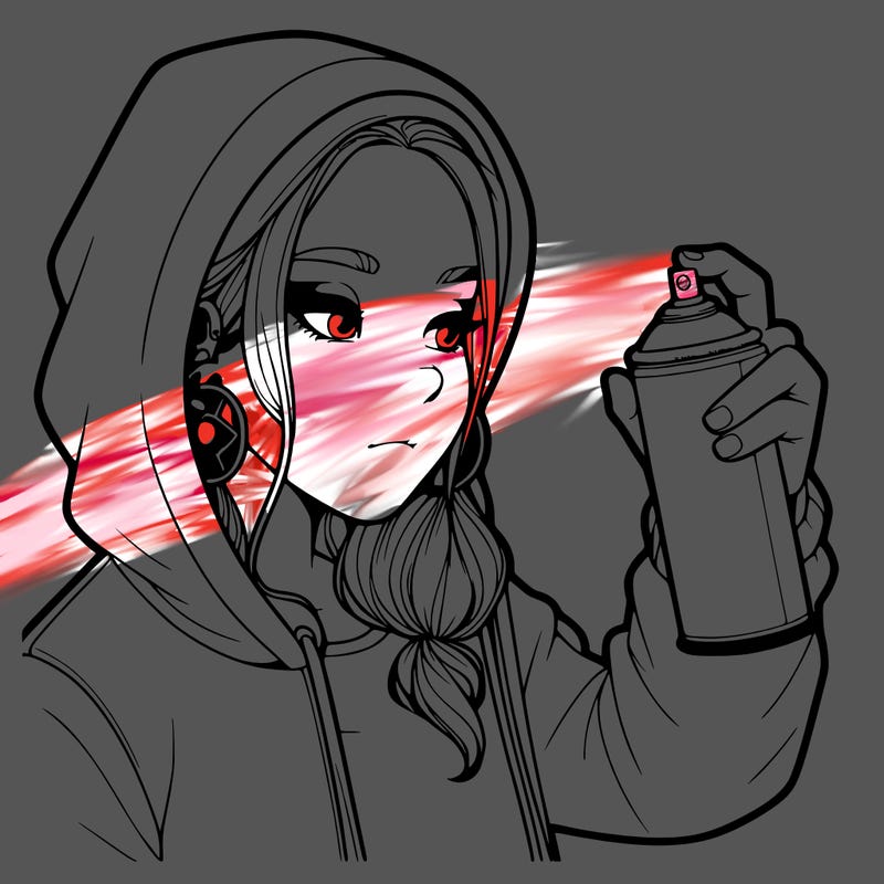 a realistic girl, spray painting
