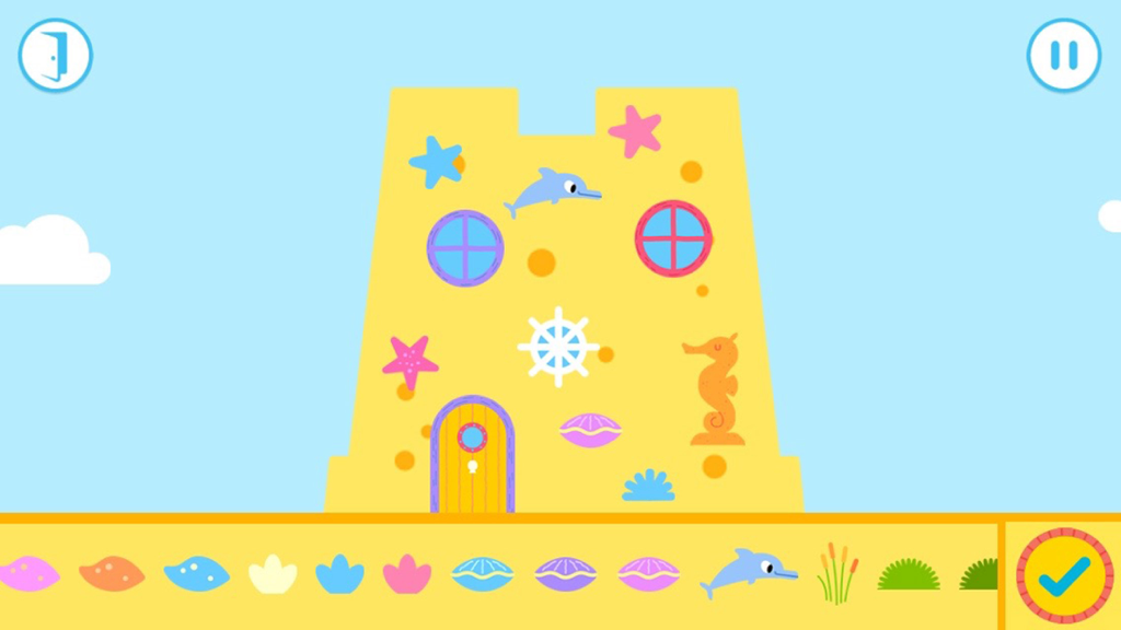 Hey Duggee: Sandcastle Badge - A decorated sandcastle with starfish and shells in Hey Duggee Sandcastle Badge.