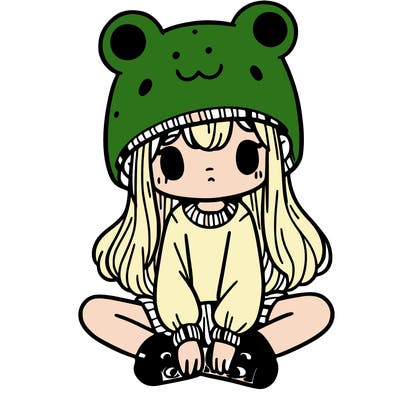 a girl wearing a frog hat and some frog socks