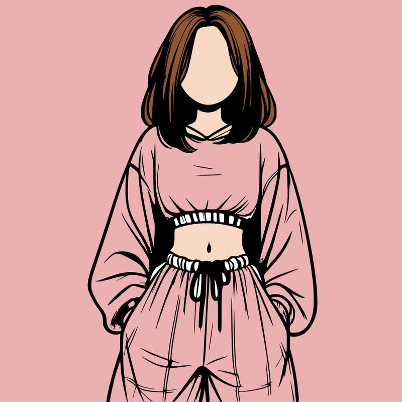realistic girl faceless with baggy pants and a crop top