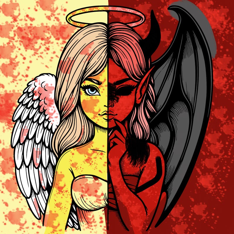 realistic angel half demon