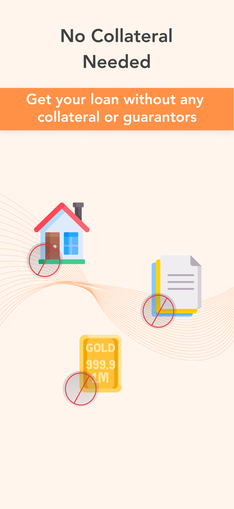 InCred Finance - InCred Finance app screen showing no collateral or guarantors are required for a loan