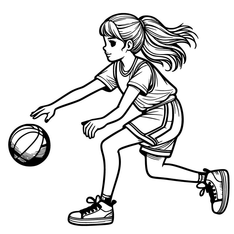 girl playing realistic basketball
