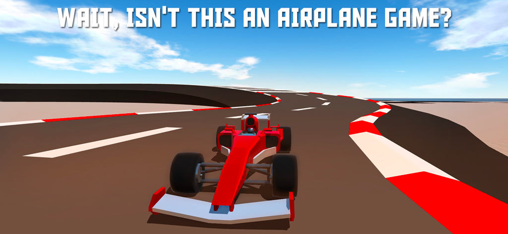 SimplePlanes - A custom built red formula racing car on a track in the SimplePlanes app