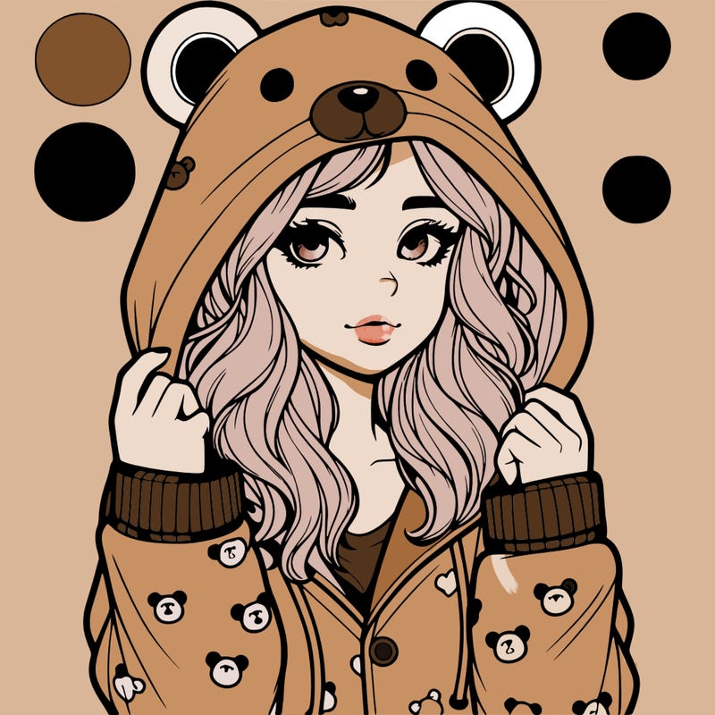 realistic girl in a animal pjs hoodie