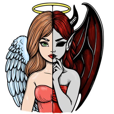 realistic angel half demon