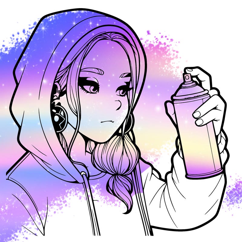 a realistic girl, spray painting