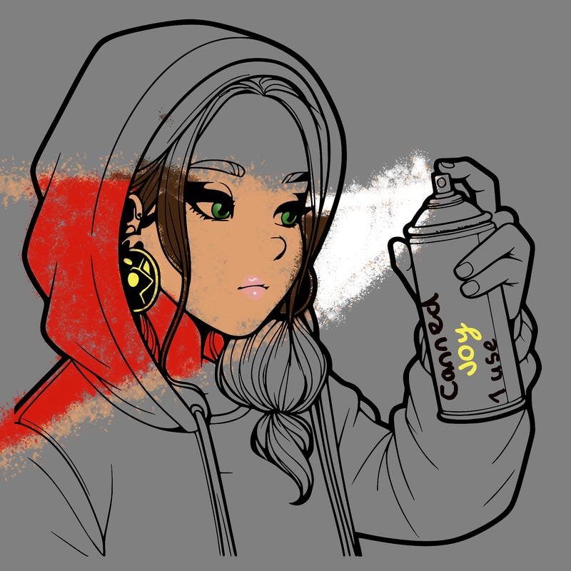a realistic girl, spray painting