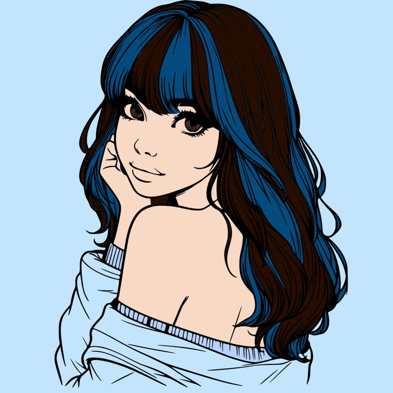 realistic girl with bangs looking over her shoulder