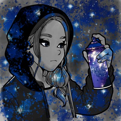 a realistic girl, spray painting