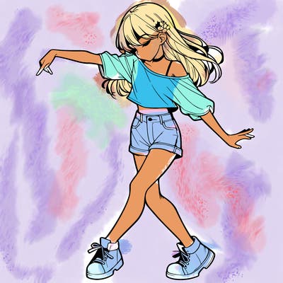 realistic girl danceing