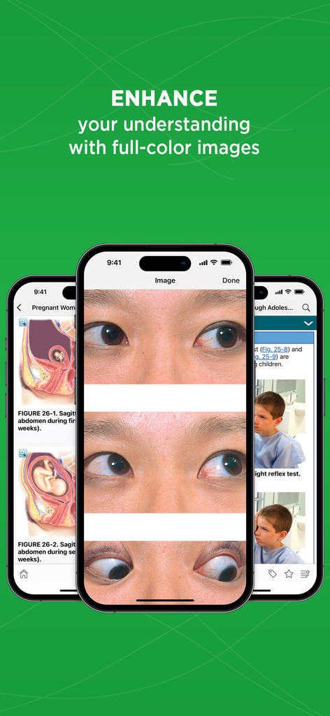 Bates' Pocket Guide - Bates Pocket Guide app displaying full-color medical illustrations and clinical physical examination photographs on mobile devices.