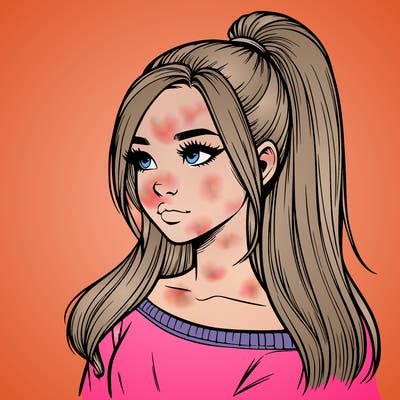 realistic girl with a high ponytail