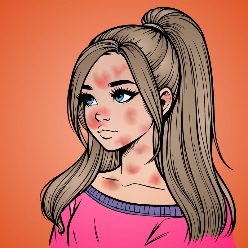 realistic girl with a high ponytail