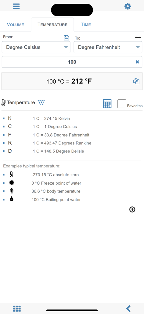 Unit converter MxUnit Pro - MxUnit Pro app interface showing temperature conversion from 100 Celsius to 212 Fahrenheit